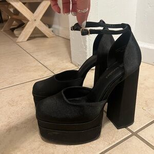 Black Platform Heels with Ankle Strap